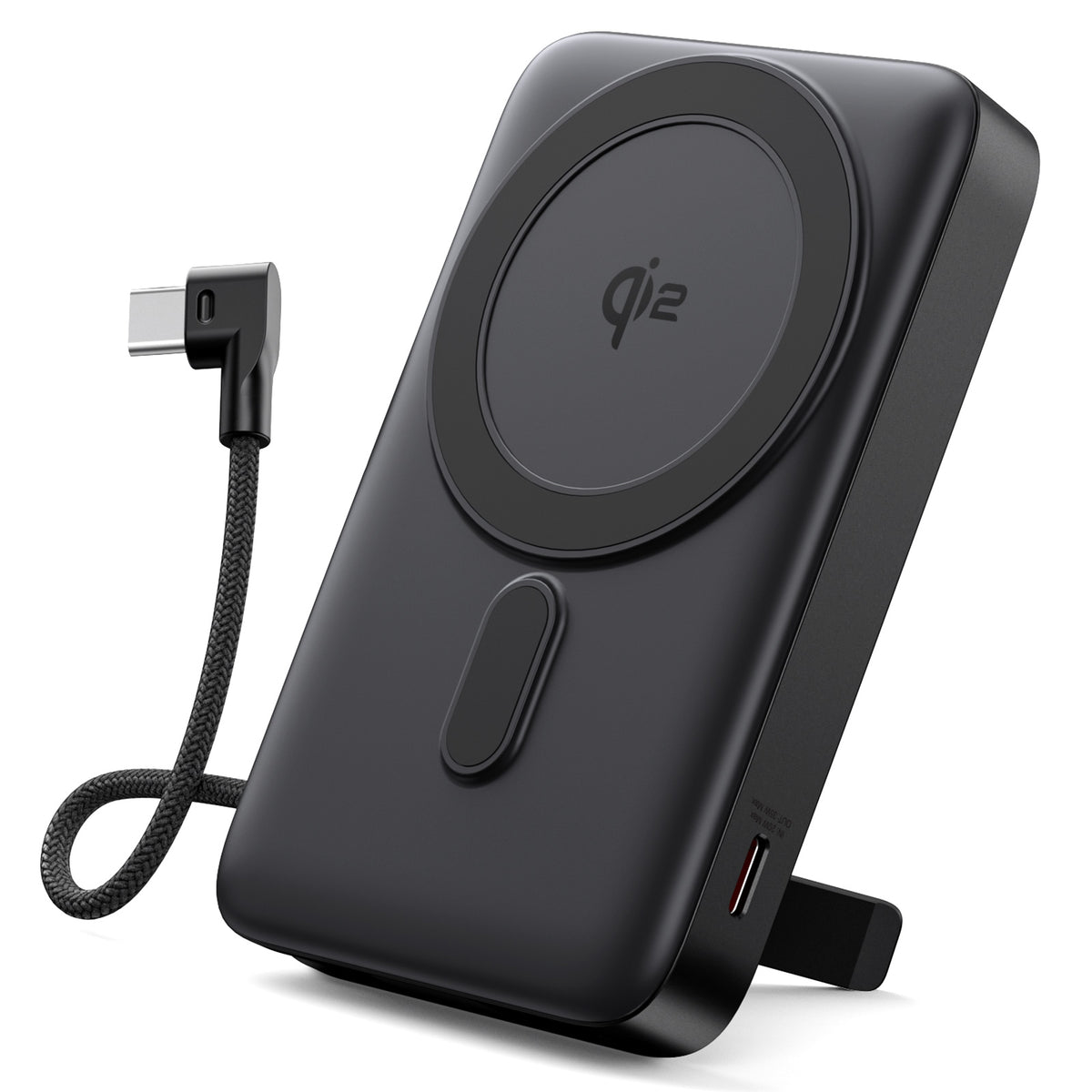 Tough On 10,000mAh Qi2 Magnetic Power Bank with 35W Built-In Cable & Stand