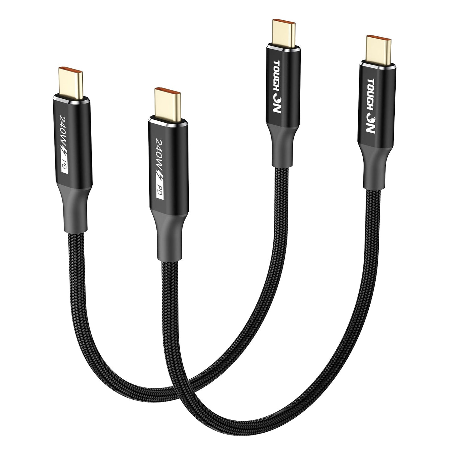 Tough On 240W USB-C Cable 2 Pack PD 3.1 Fast Charging Nylon Braided