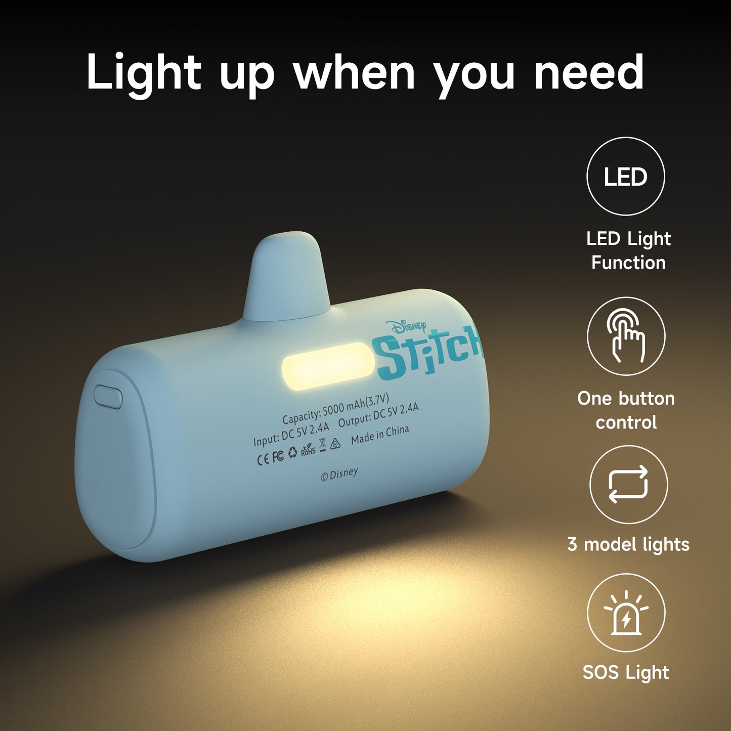 Disney Compact 5000mAh Power Bank with USB-C Connector
