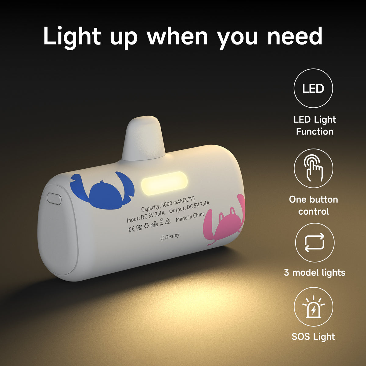 Disney Compact 5000mAh Power Bank with Lightning Connector