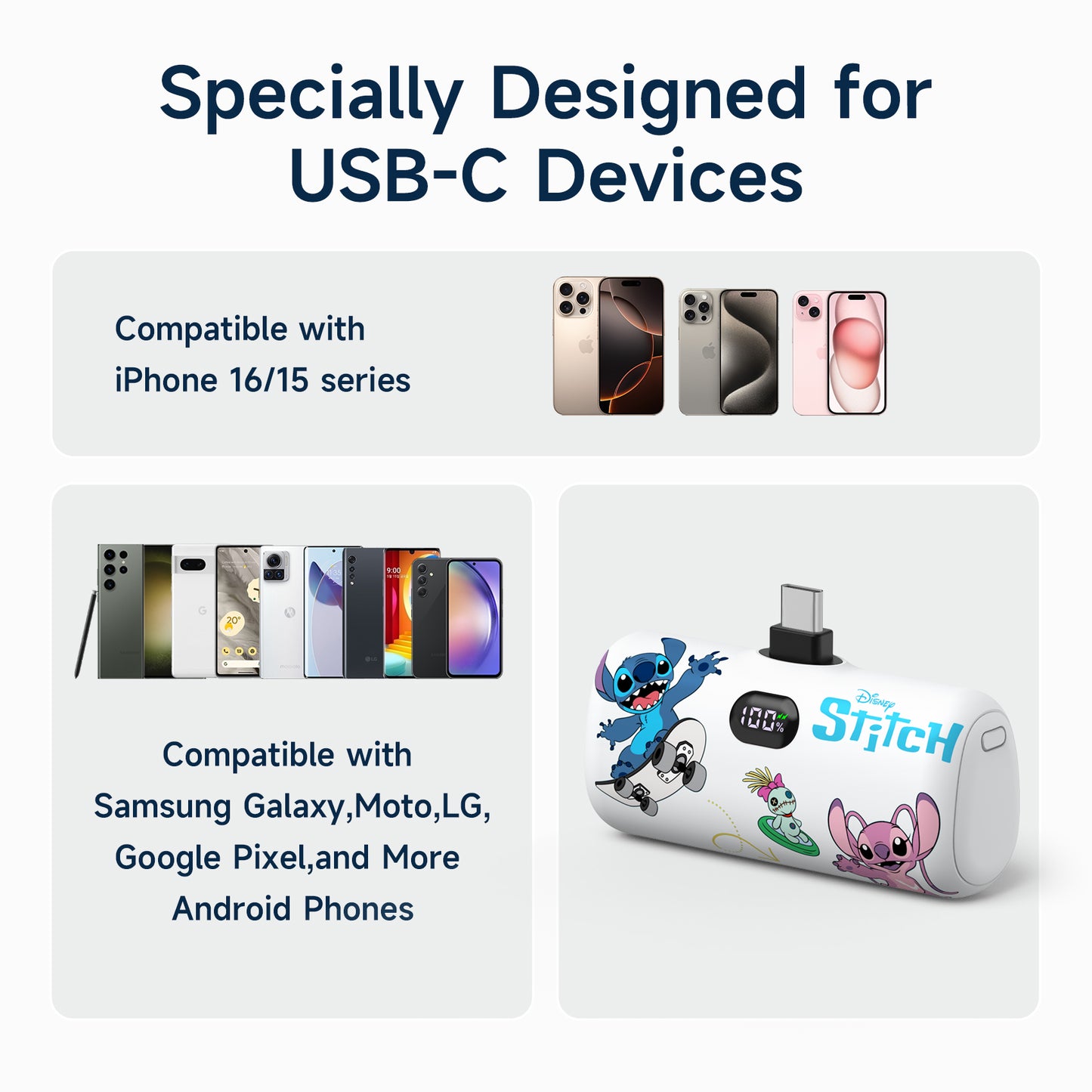 Disney Compact 5000mAh Power Bank with USB-C Connector