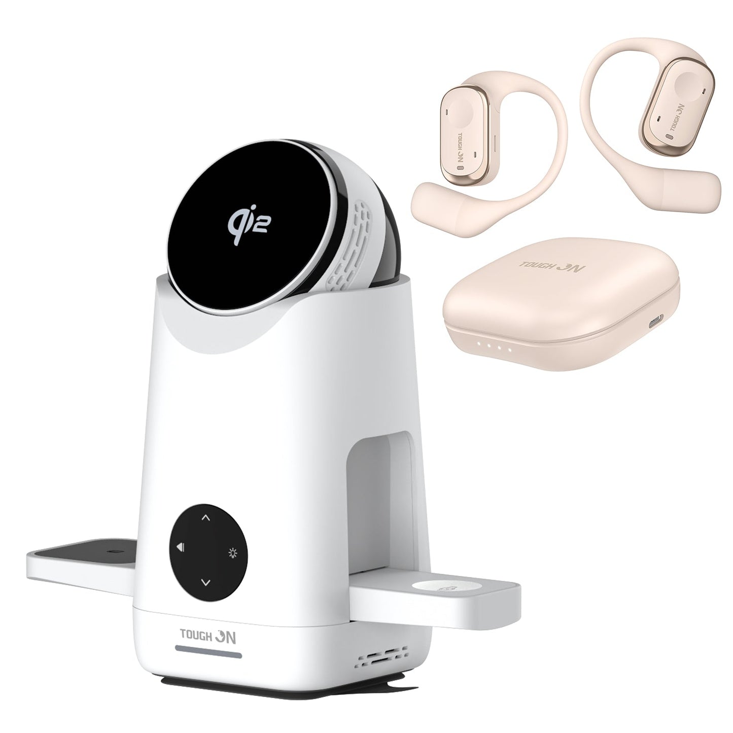 Tough On Wireless Desk Pro Set – MagMax QI2 3 in 1 Wirless Charger and Open-Ear Headphones