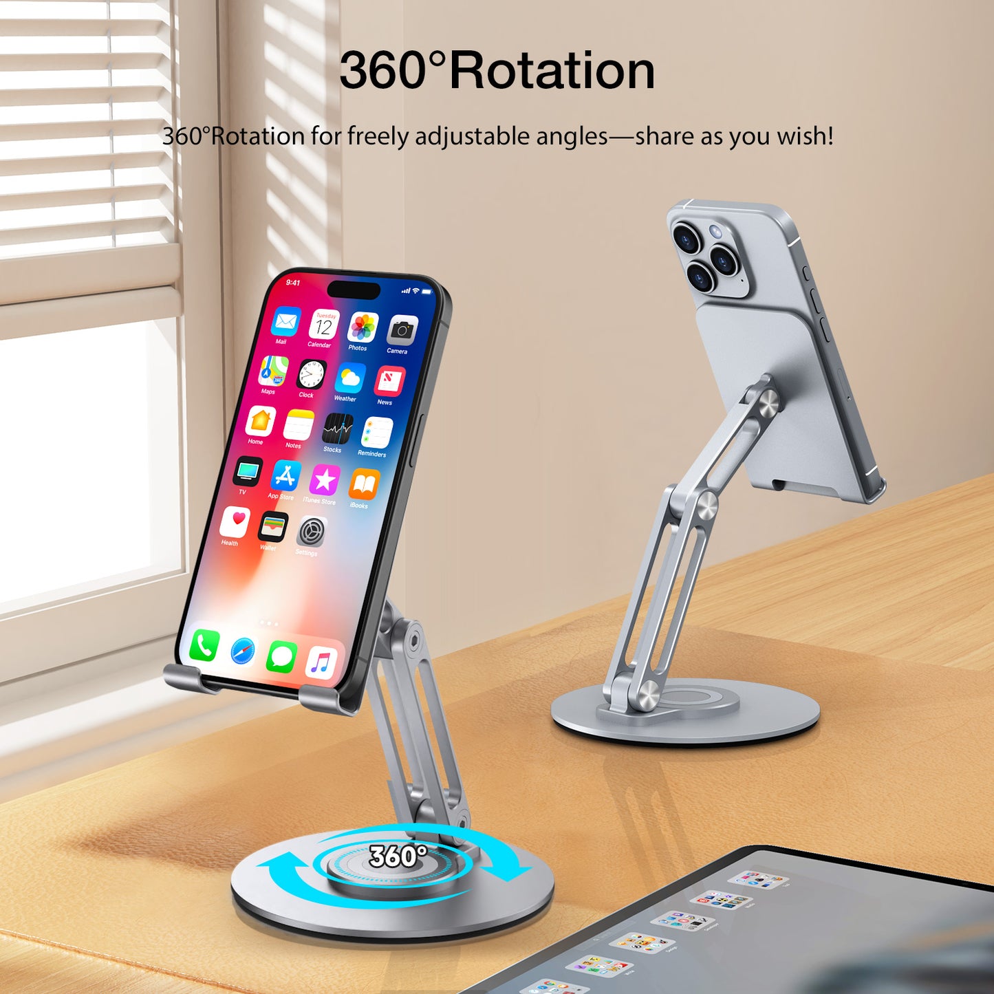 Phone Holder Stand 360 Rotating Foldable Desktop Stand