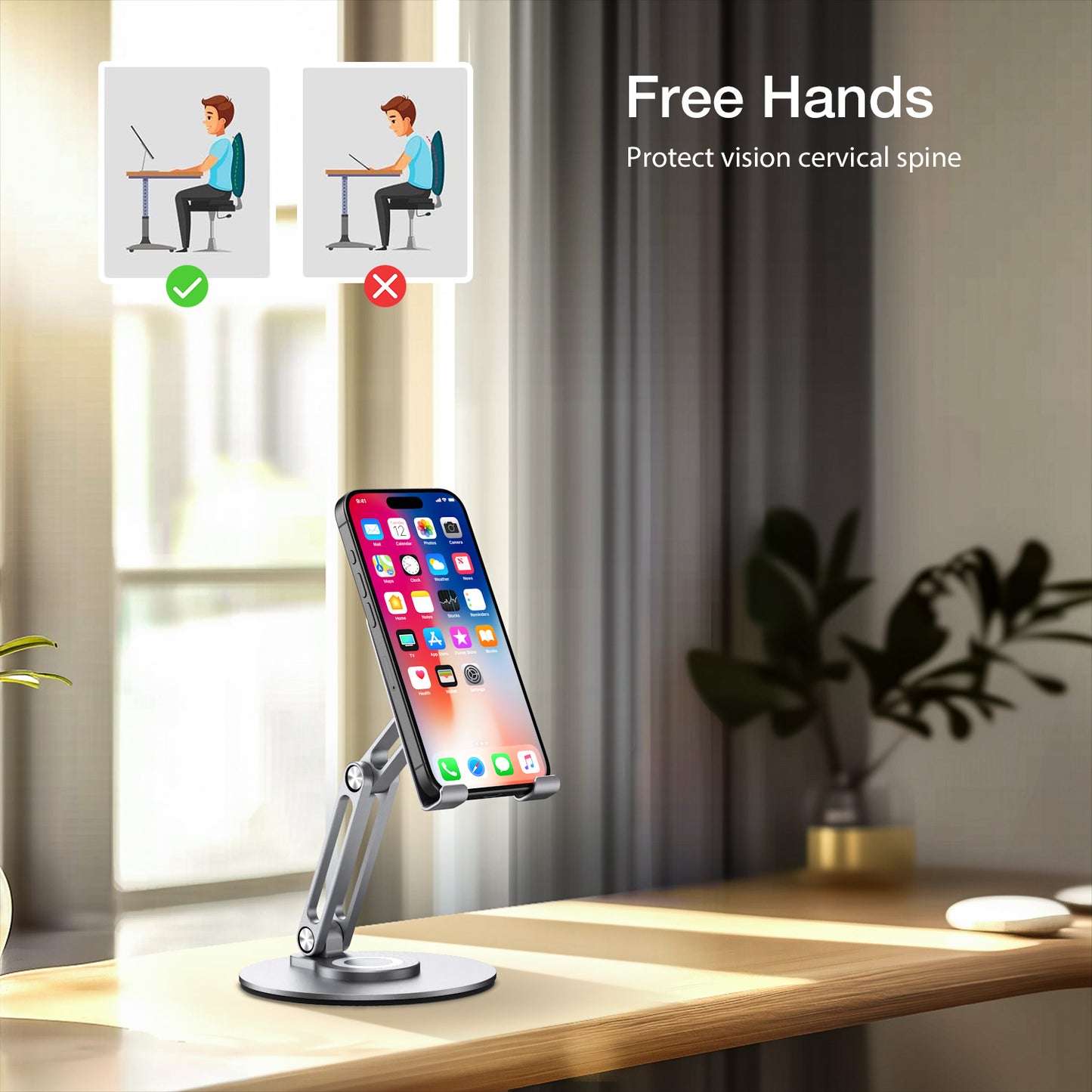 Phone Holder Stand 360 Rotating Foldable Desktop Stand