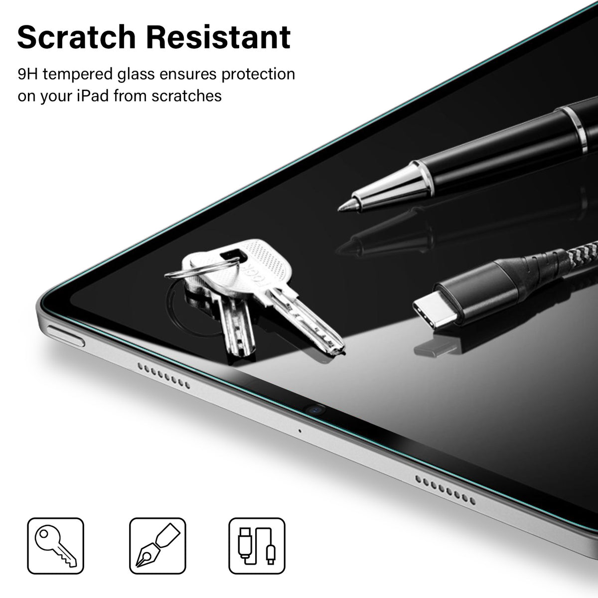 Tough On iPad A16 / iPad Air 11" 2026 / 2025 / 2024 Screen Protector Full Cover Tempered Glass