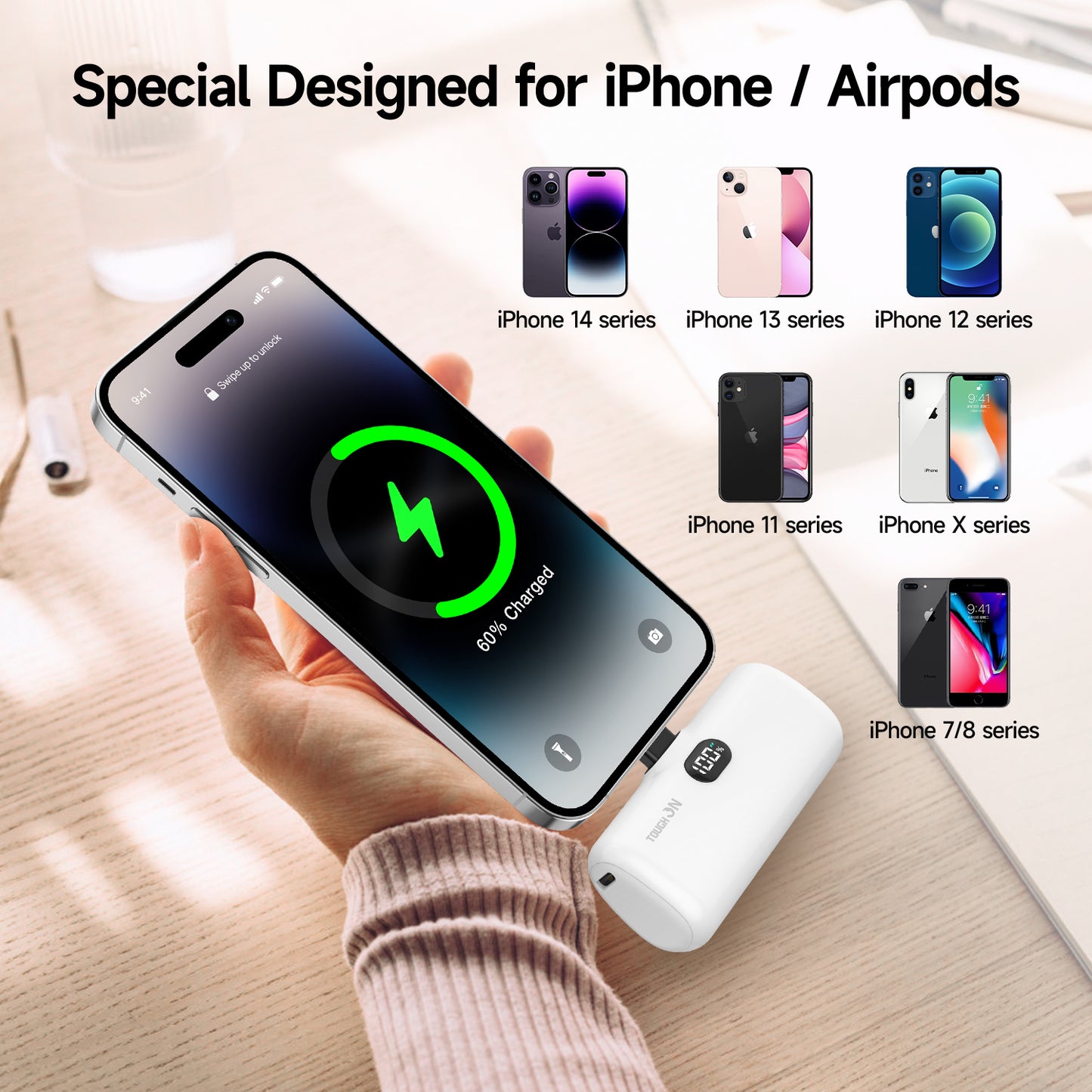 Tough On Mini Portable Charger 5000mAh Power Bank PD Fast Charging for iPhone