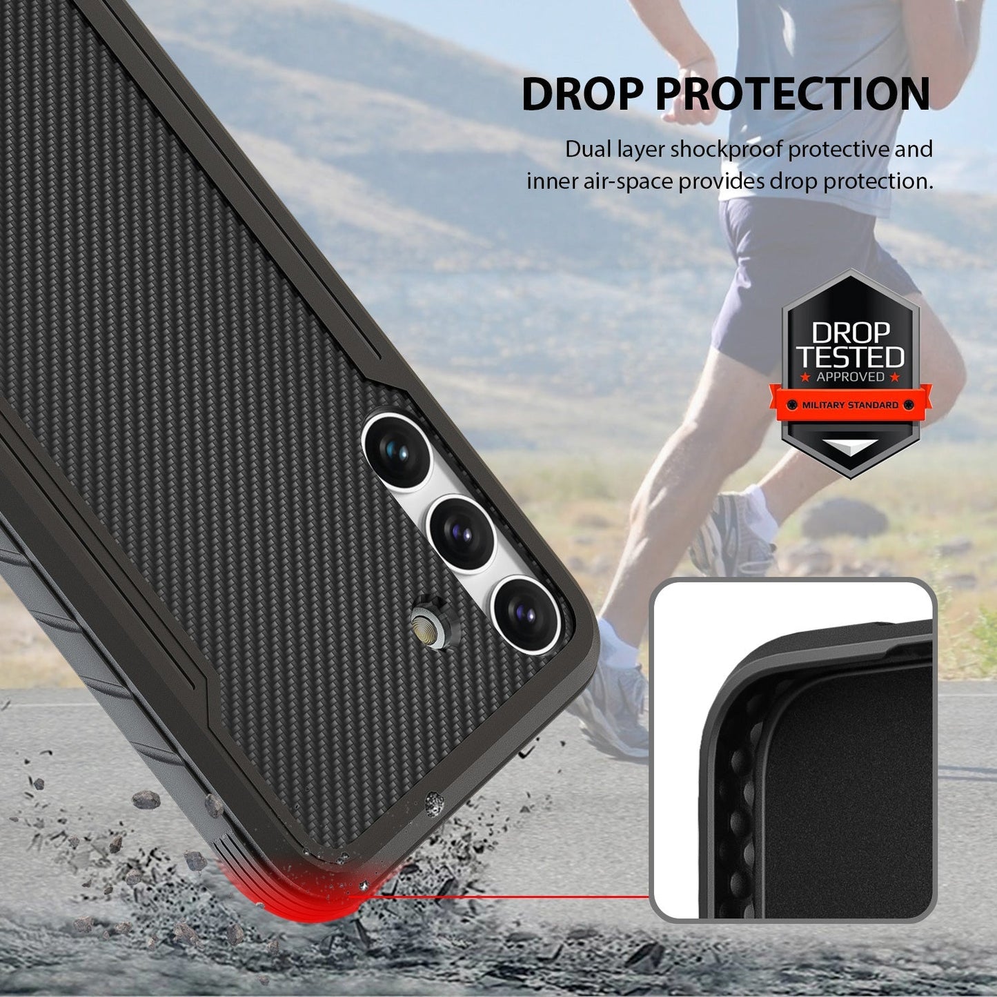 Tough On Samsung Galaxy S24 Case Iron Shield Carbon Fiber