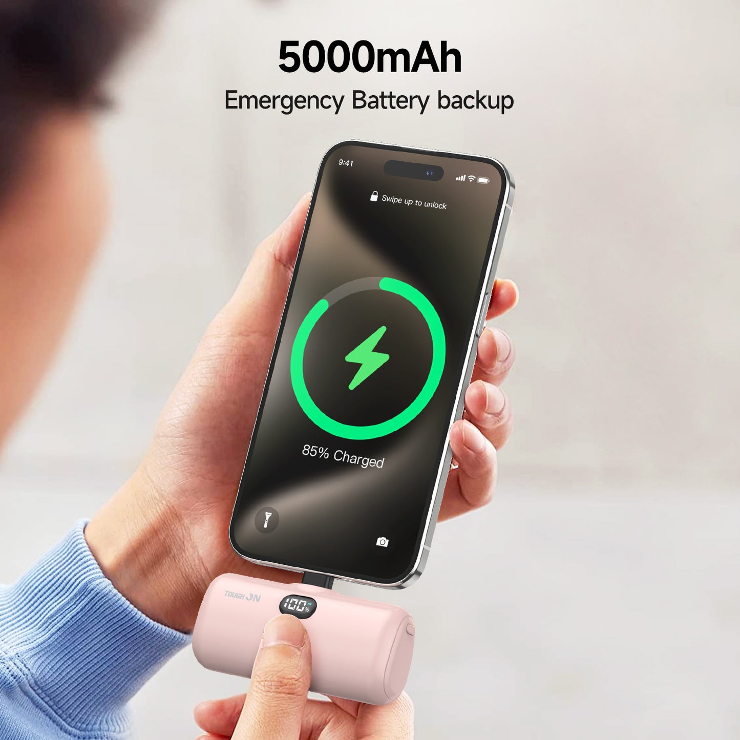 Tough On Mini Portable Charger 5000mAh Power Bank USB C for Samsung Android iPhone 15 & 16 Series
