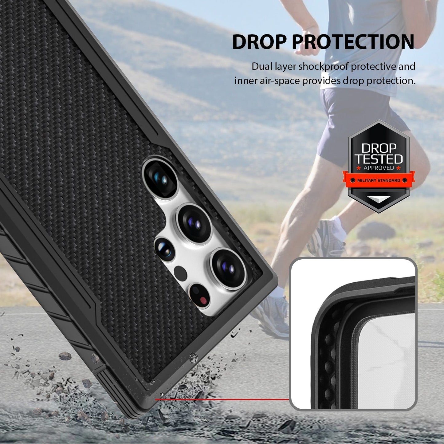 Tough On Samsung Galaxy S24 Ultra Case Iron Shield Carbon Fiber
