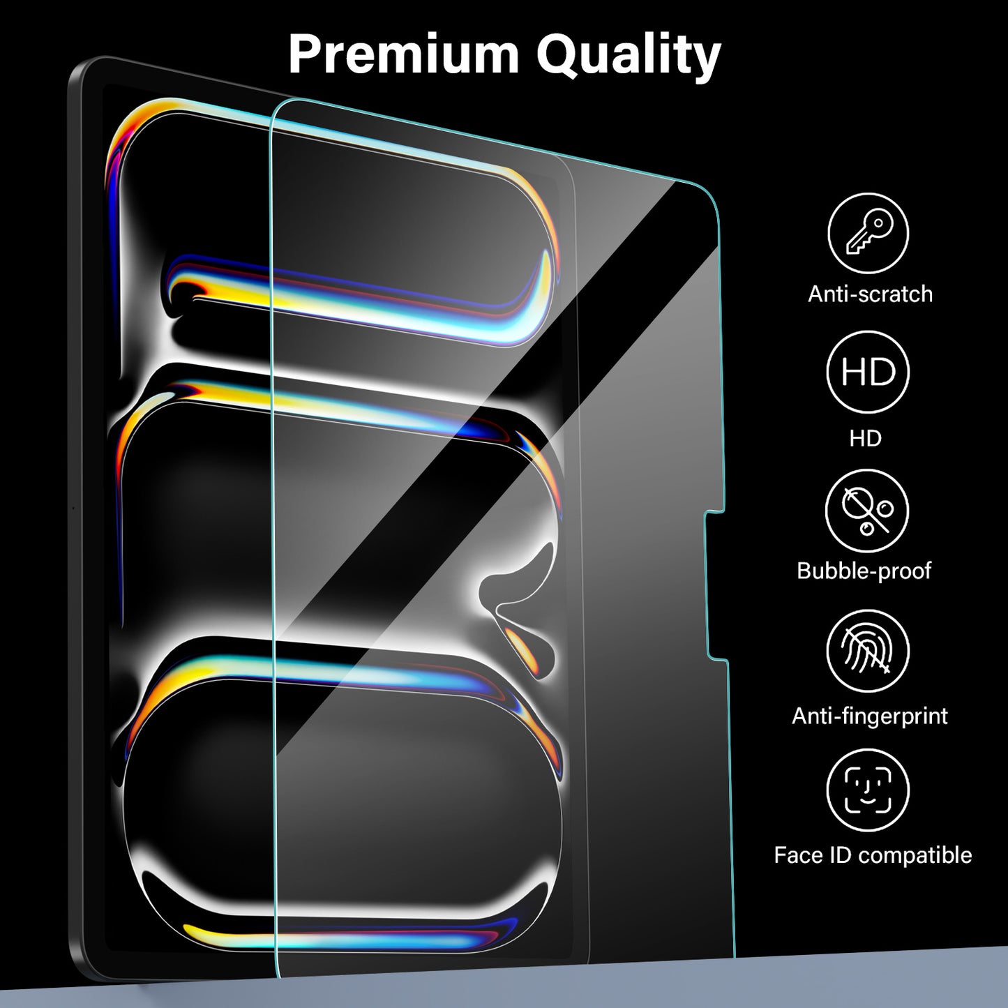 Tough On iPad Pro 11" 2024 Screen Protector Full Cover Tempered Glass