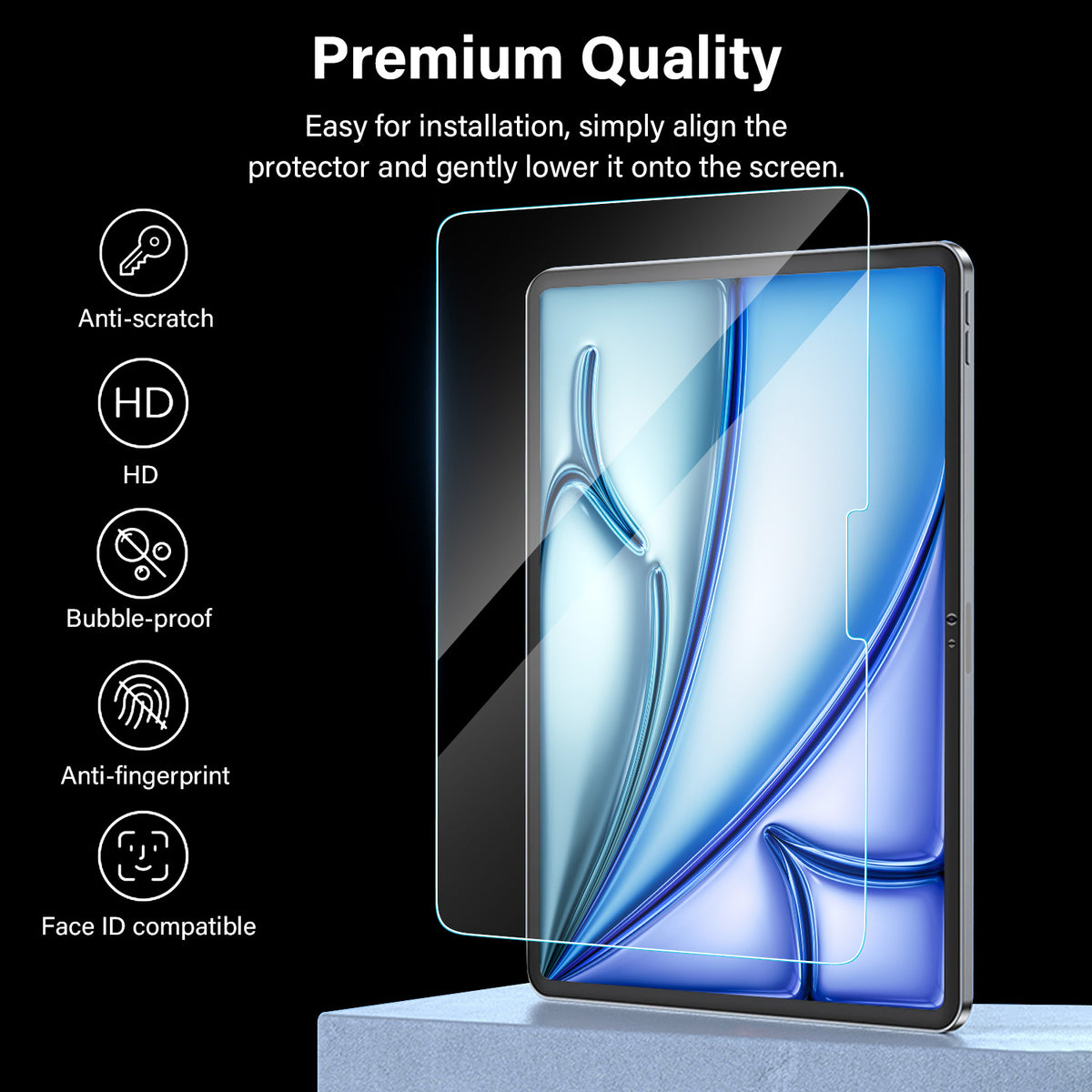 Tough On iPad Air 13" 2024 / 2025 / 2026 Screen Protector Full Cover Tempered Glass