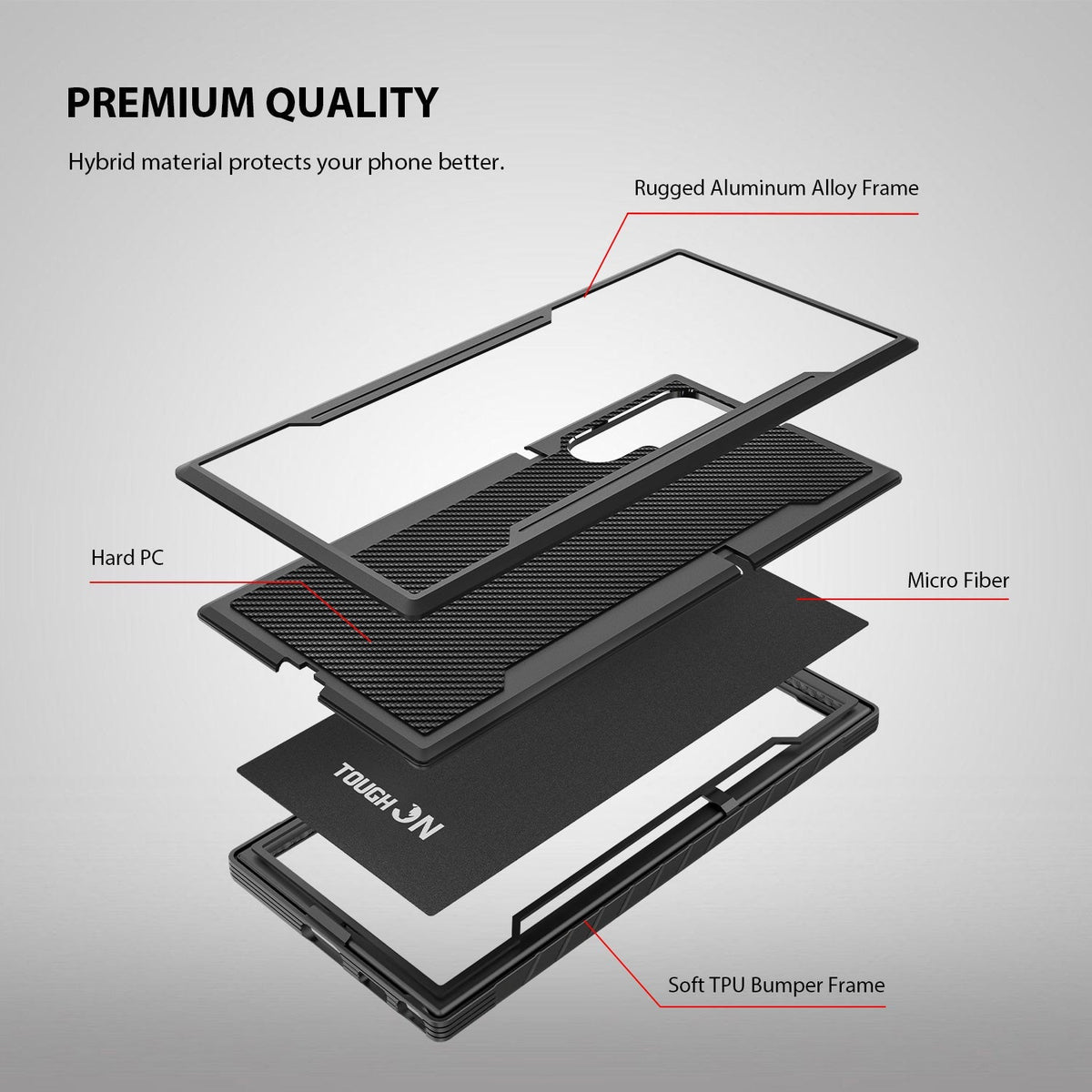 Tough On Samsung Galaxy S24 Ultra Case Iron Shield Carbon Fiber