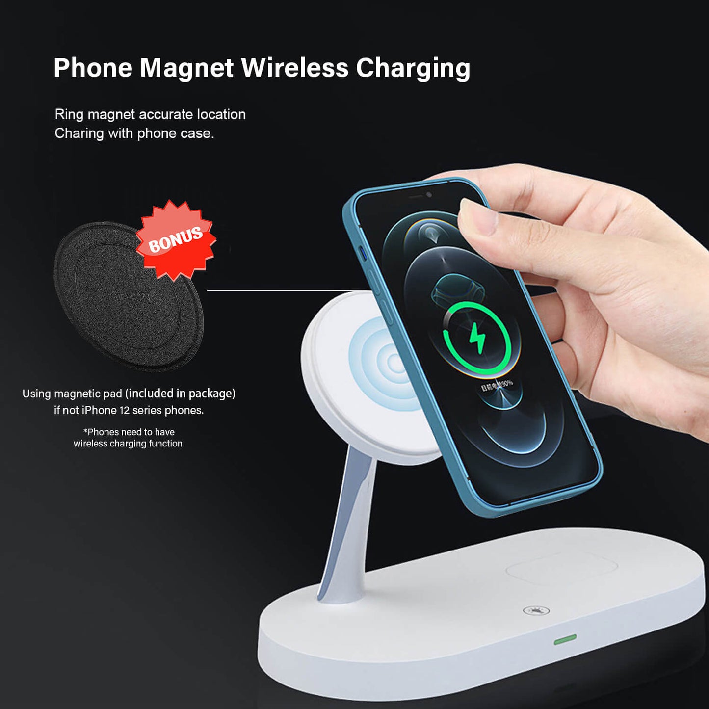 Tough On 5 in 1 Magnetic MagSafe Wireless Charger Stand Dock