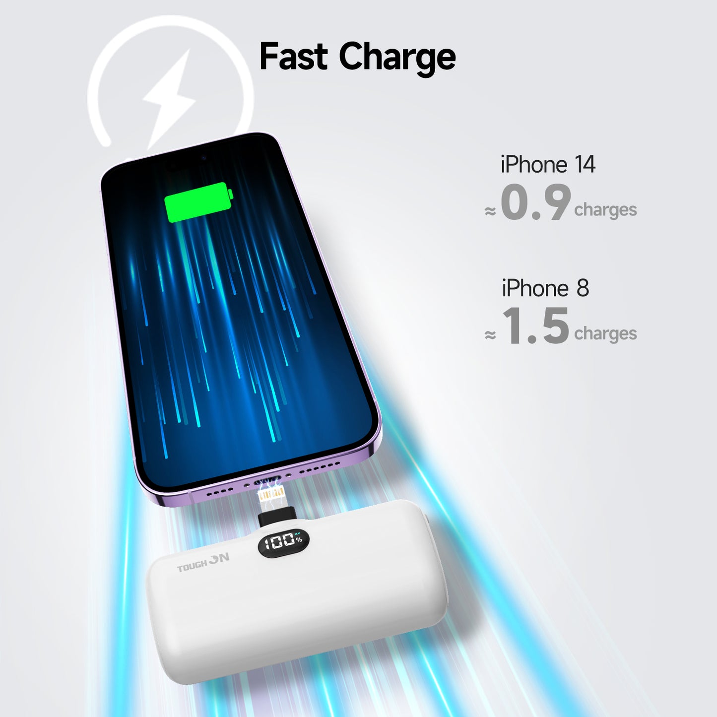 Tough On Mini Portable Charger 5000mAh Power Bank PD Fast Charging for iPhone