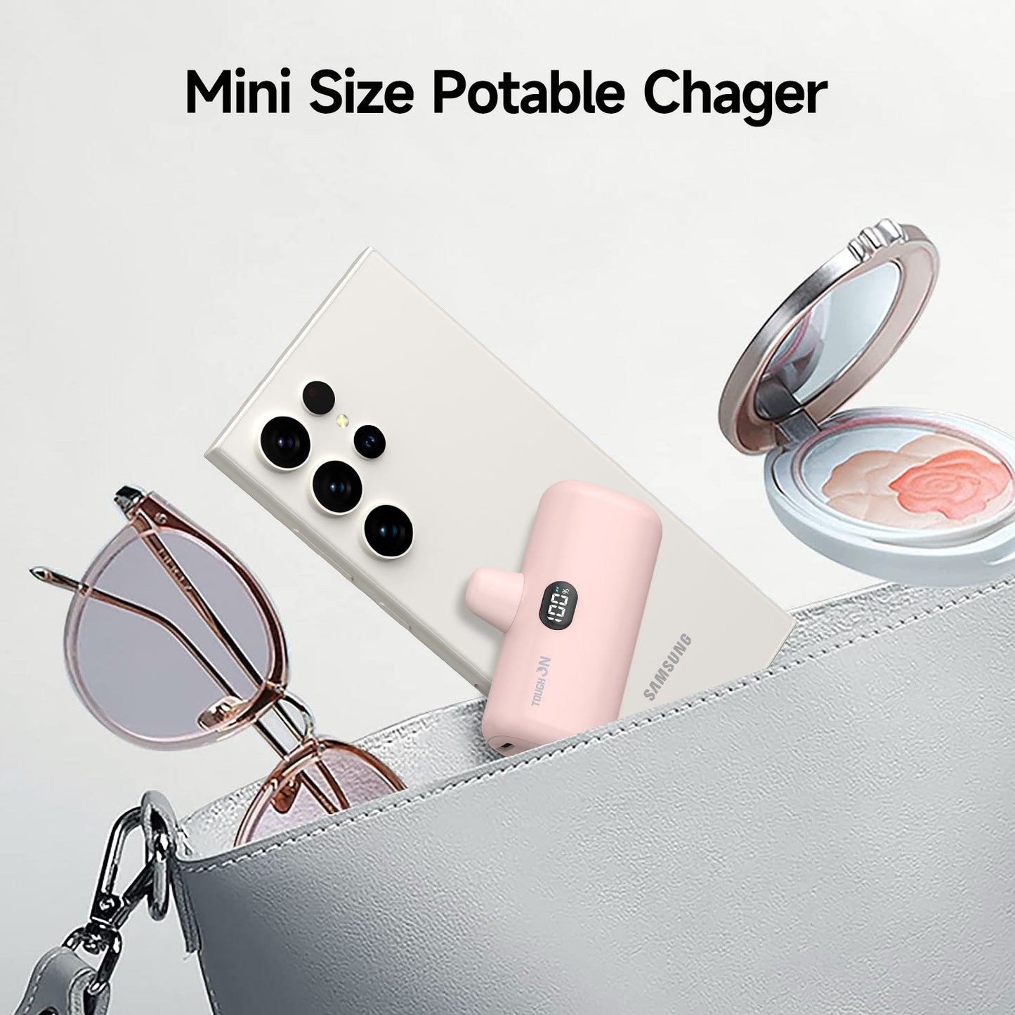Tough On Mini Portable Charger 5000mAh Power Bank USB C for Samsung Android iPhone 15 & 16 Series