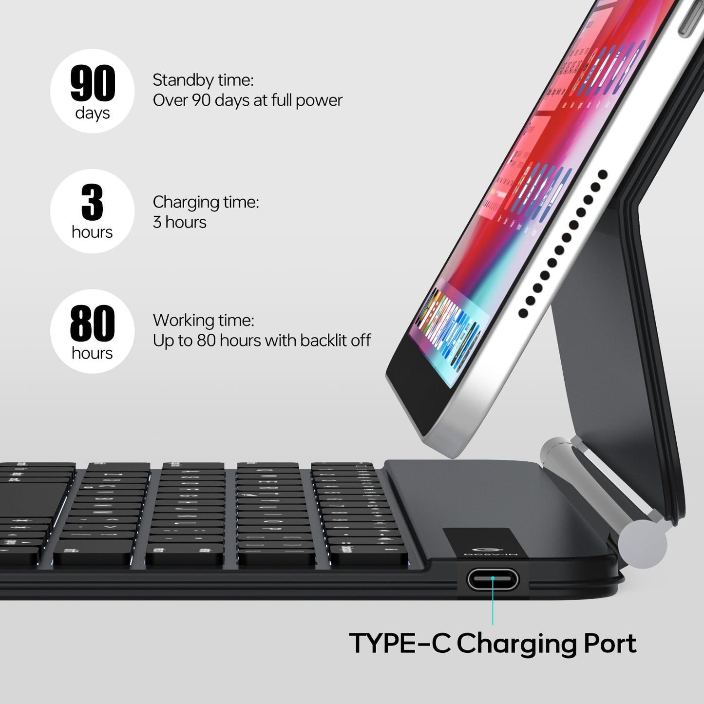 Tough On Magnetic Keyboard Case with Trackpad for iPad