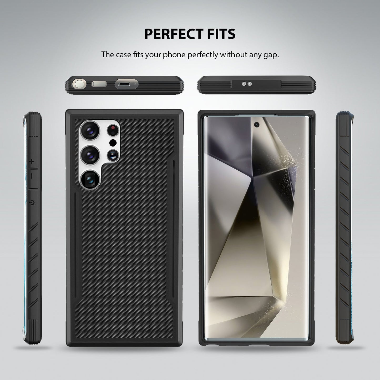 Tough On Samsung Galaxy S24 Ultra Case Iron Shield Carbon Fiber