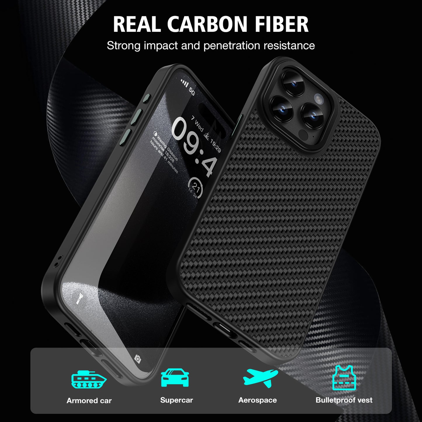 Tough On iPhone 15 Pro Max Case Tough Armor Carbon Fiber with MagSafe