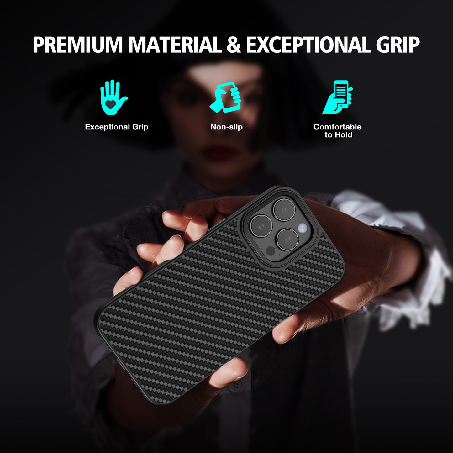 Tough On iPhone 15 Pro Max Case Tough Armor Carbon Fiber with MagSafe