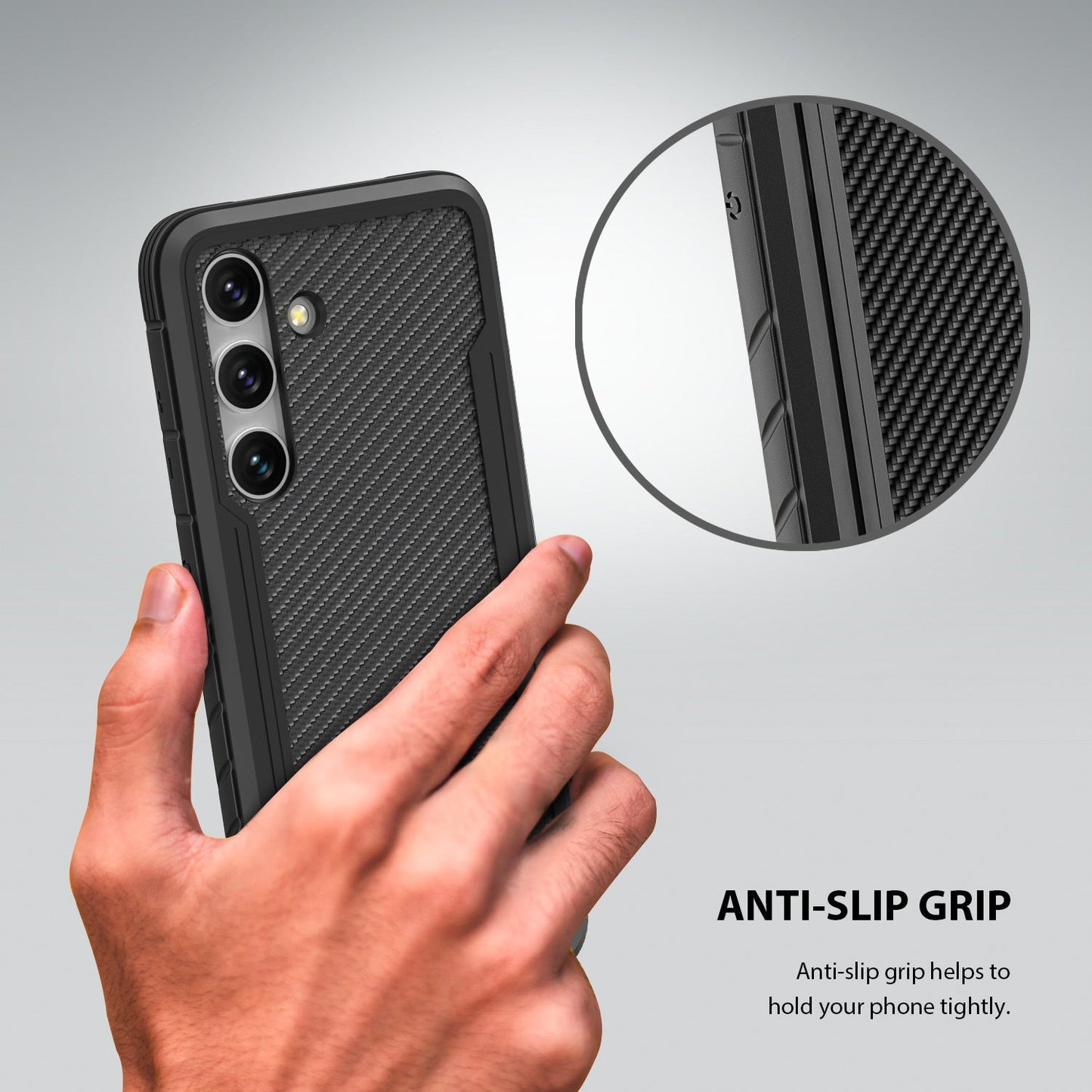 Tough On Samsung Galaxy S24 Case Iron Shield Carbon Fiber