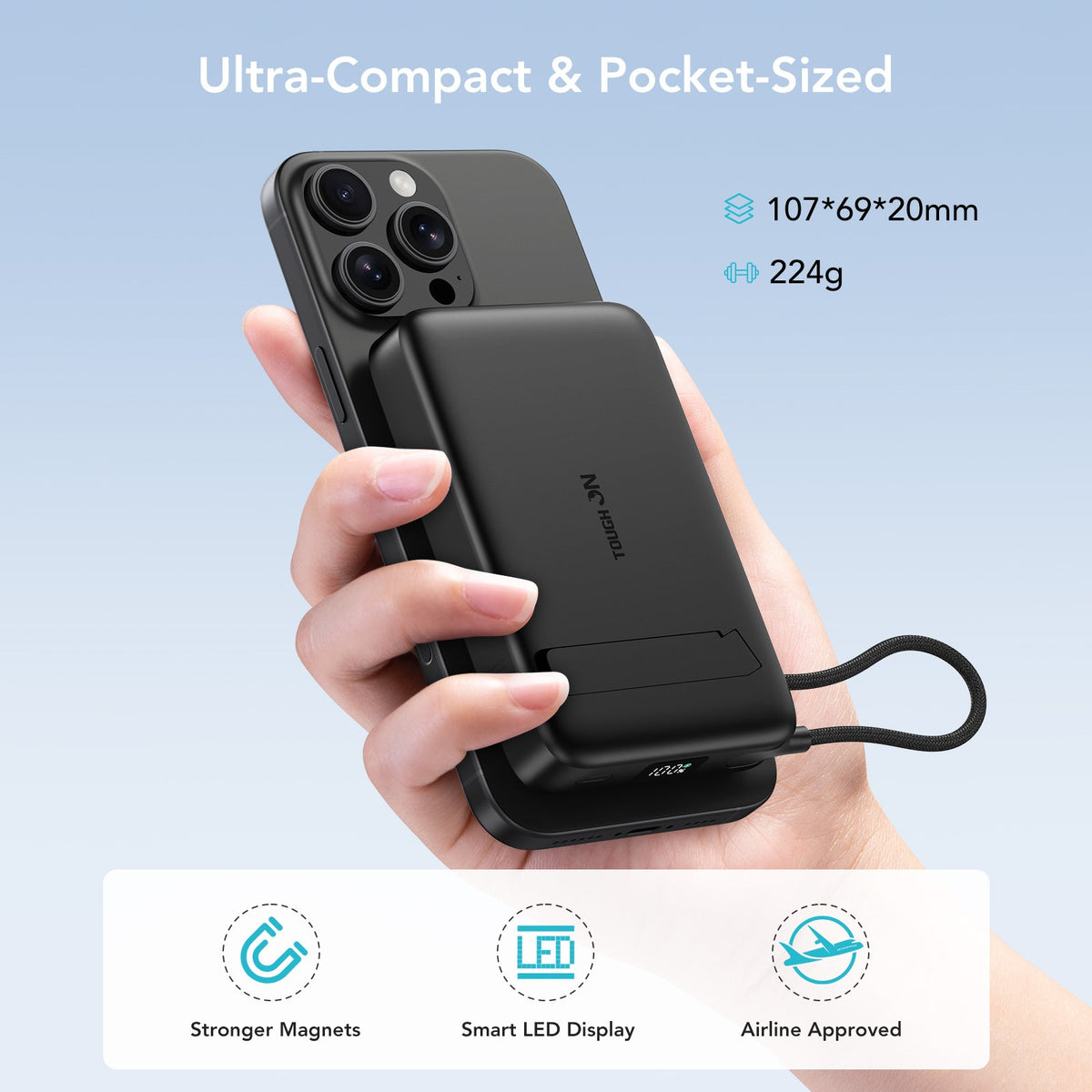 Tough On Qi2 10000mAh Power Bank and Mini Charger for Lightning Bundle
