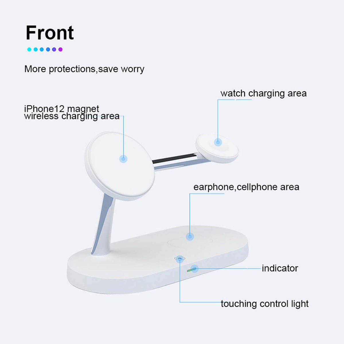 Tough On 5 in 1 Magnetic MagSafe Wireless Charger Stand Dock