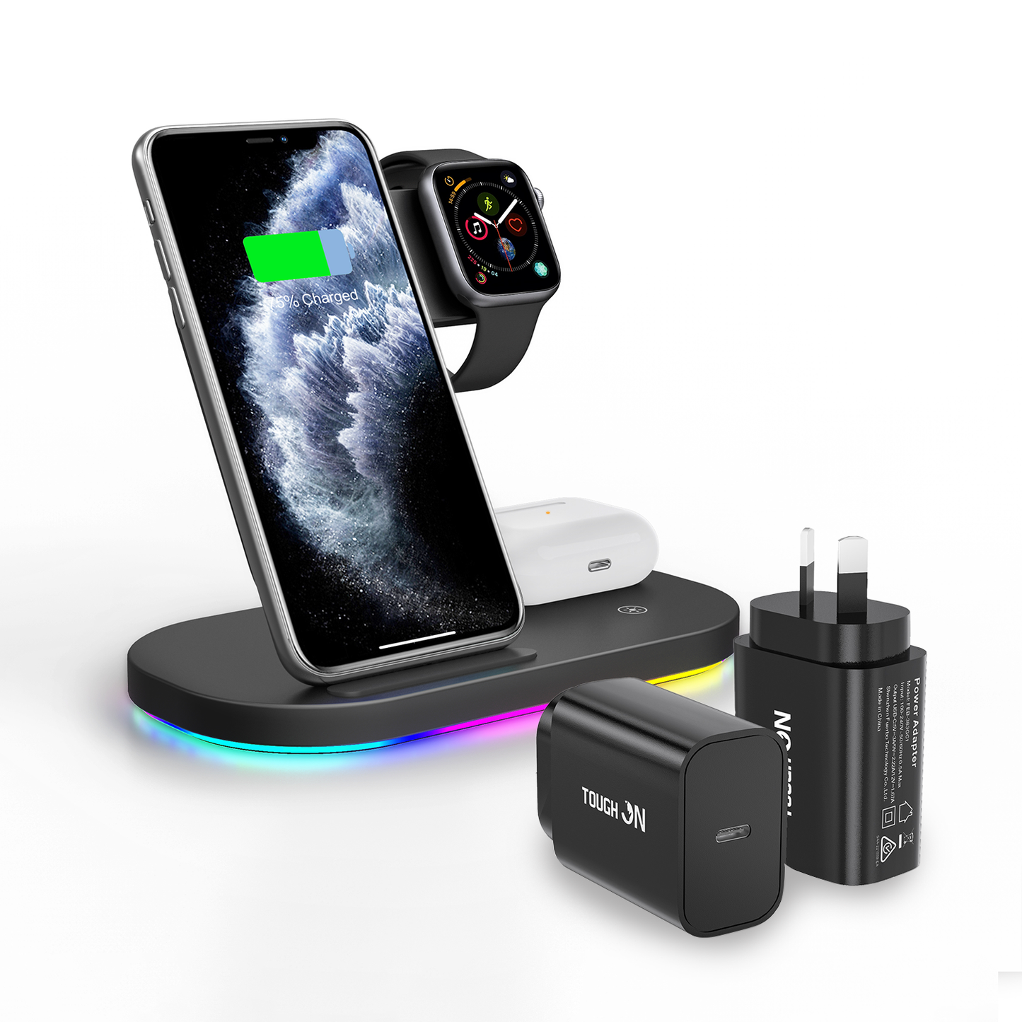 Tough On 3-in-1 Wireless Charger (for Apple Devices) and 20W USB-C Charger (AU) Bundle