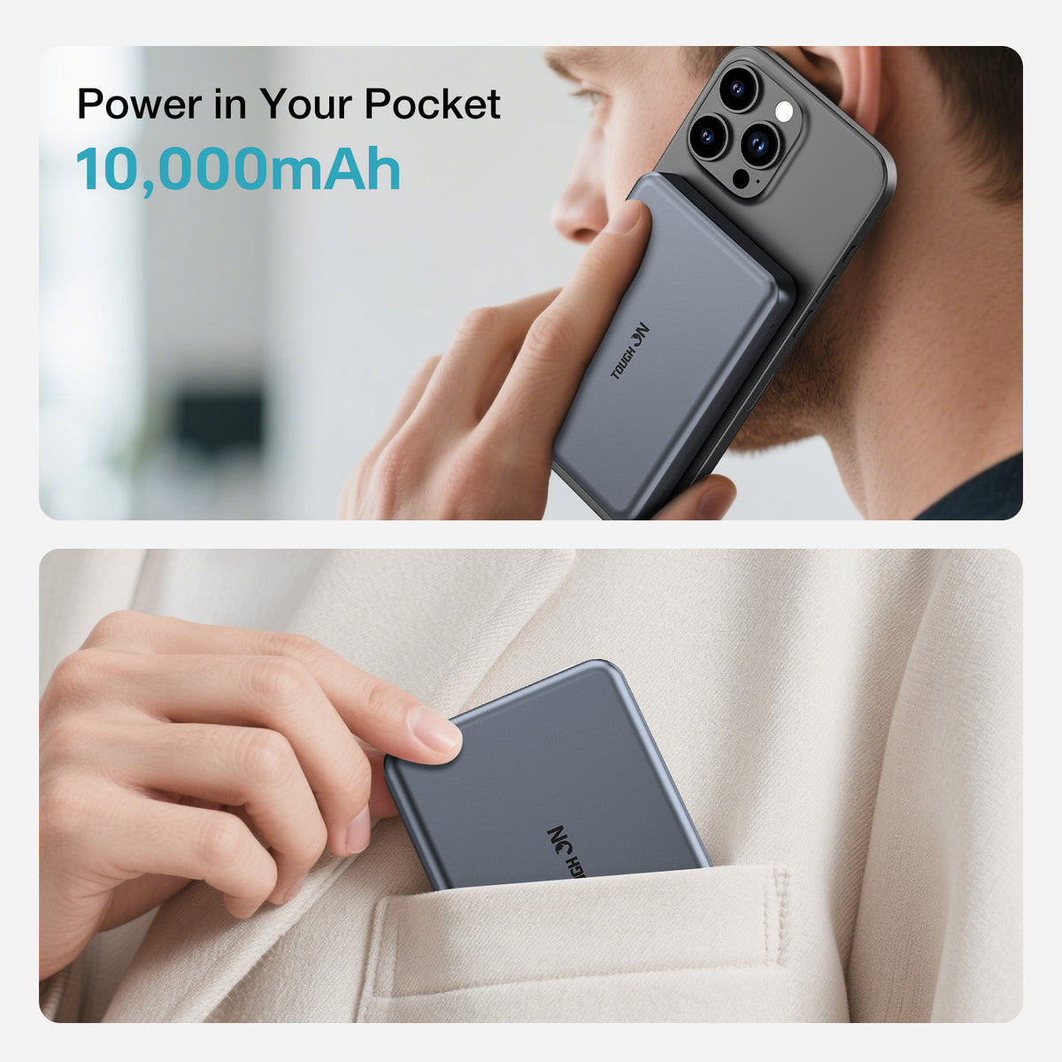 2 Pack Tough On 10000mAh Magnetic Power Bank