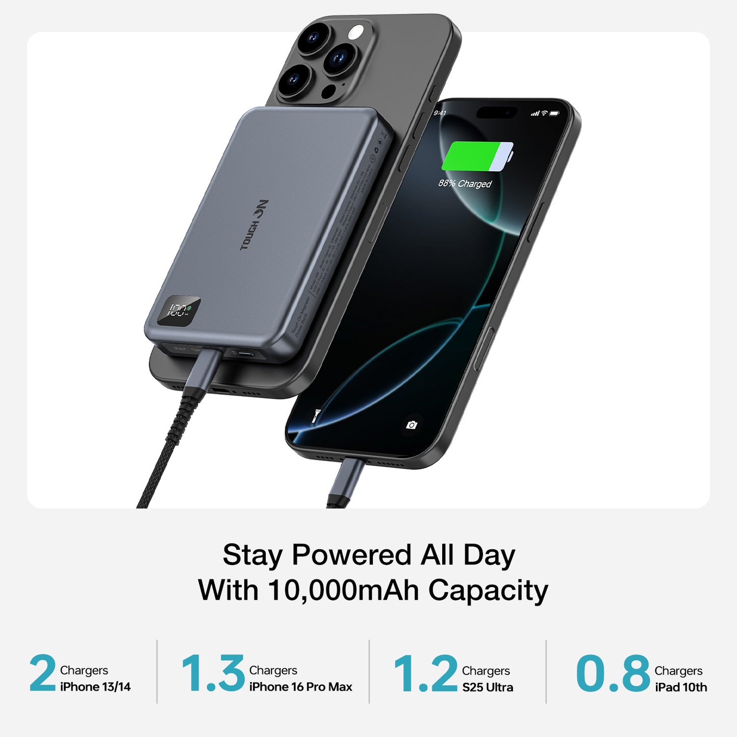 2 Pack Tough On 10000mAh Magnetic Power Bank