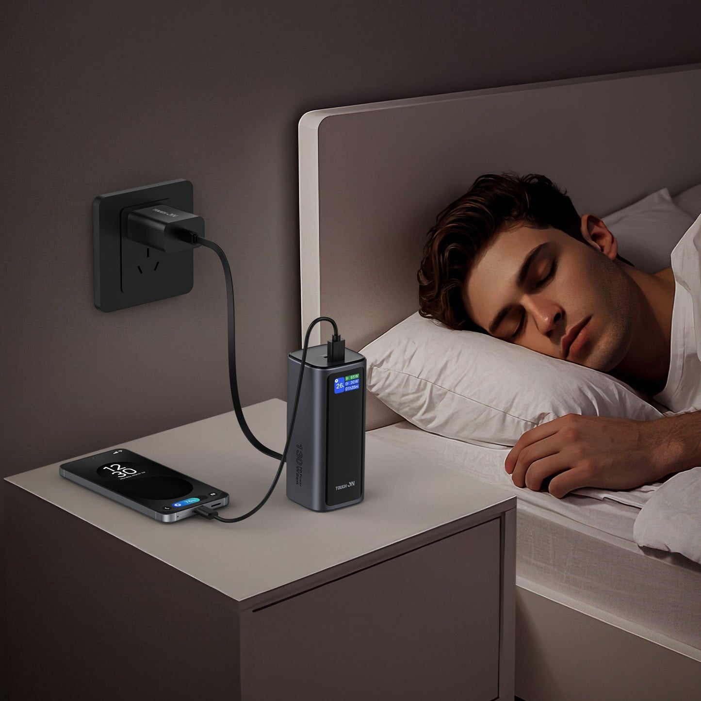 Tough On Laptop Power Bank 130W 20000mAh with Retractable Cable and Stand