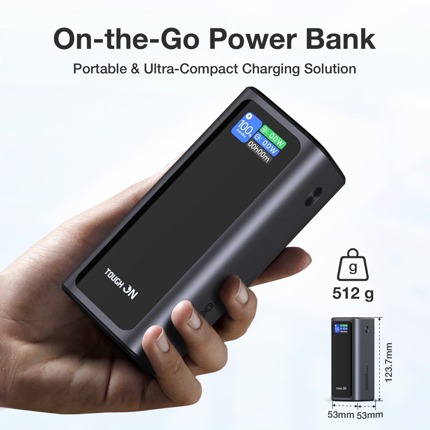Tough On Laptop Power Bank 130W 20000mAh with Retractable Cable and Stand