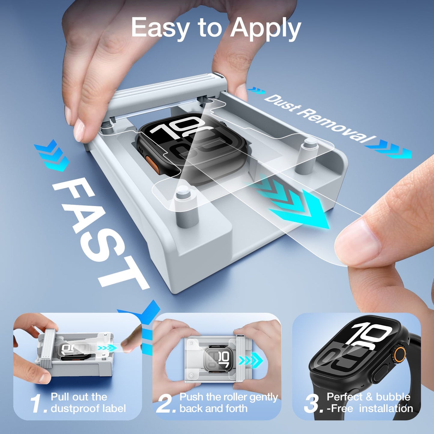 Tough On Screen Protector 2 Pack for Apple Watch with Installation Kit