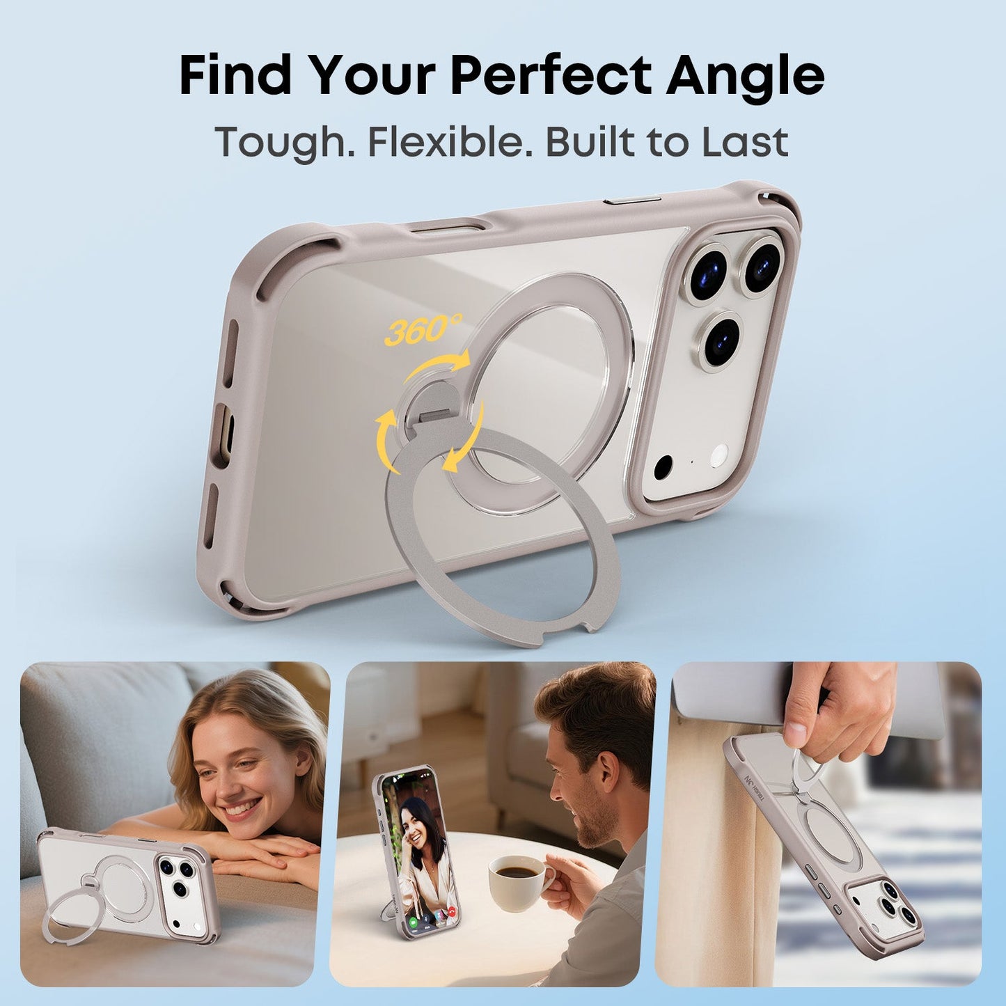 Tough On Armour Case with Ring Holder Stand MagSafe Compatible for iPhone 17 Series