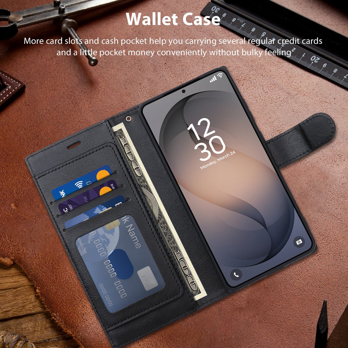 Tough On Samsung Galaxy Flip Wallet Leather Case