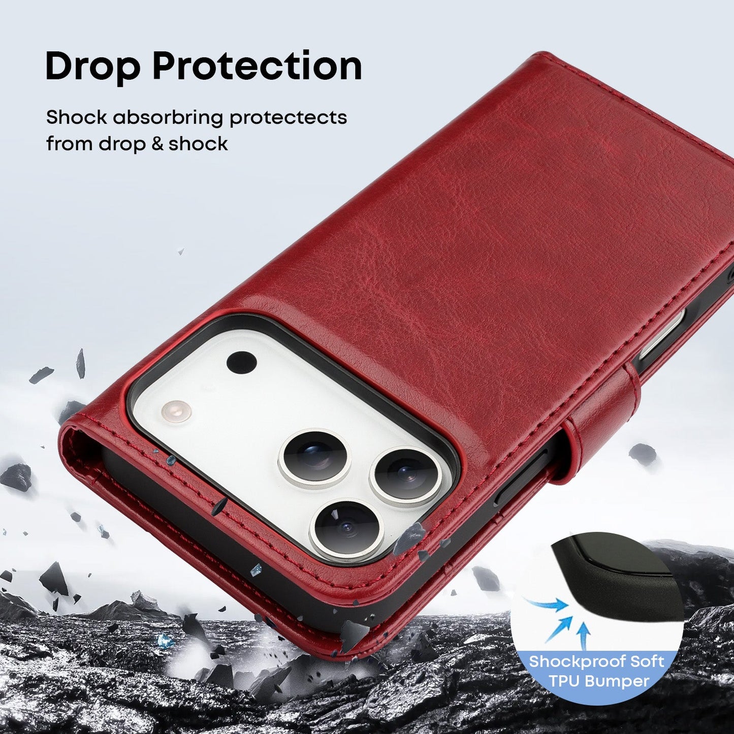 Tough On Magnetic Detachable Leather Case for iPhone 17 Series