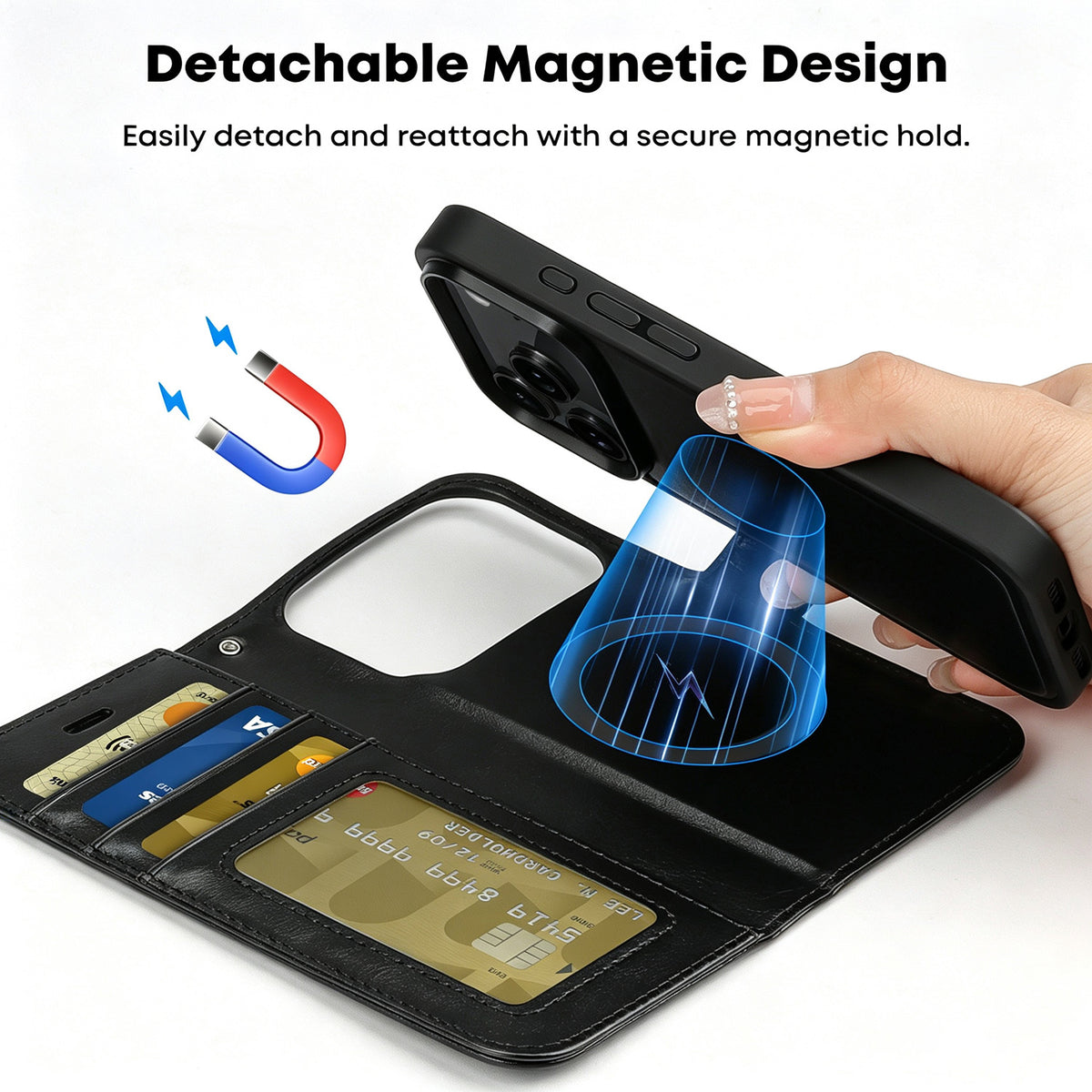 Tough On Magnetic Detachable Leather Case for iPhone
