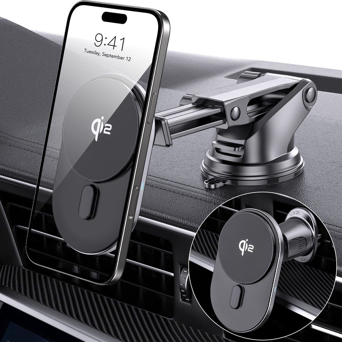Tough On Qi2 Wireless Car Charger with 15W Fast Charging