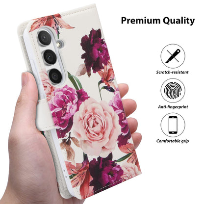 Tough On Samsung Galaxy S24 Plus Flip Wallet Leather Case Rose Flower