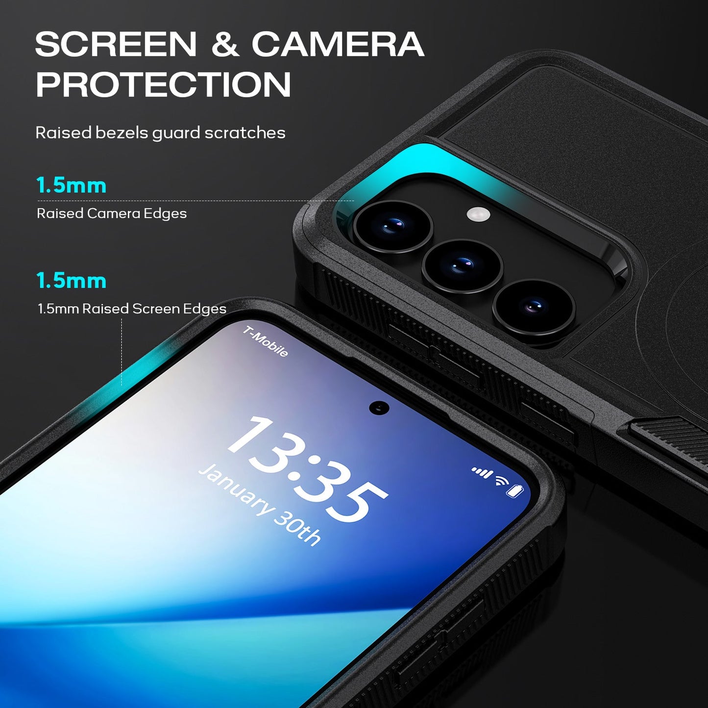 Tough On Samsung Galaxy S25 Case Magnetic Armor Cover Black