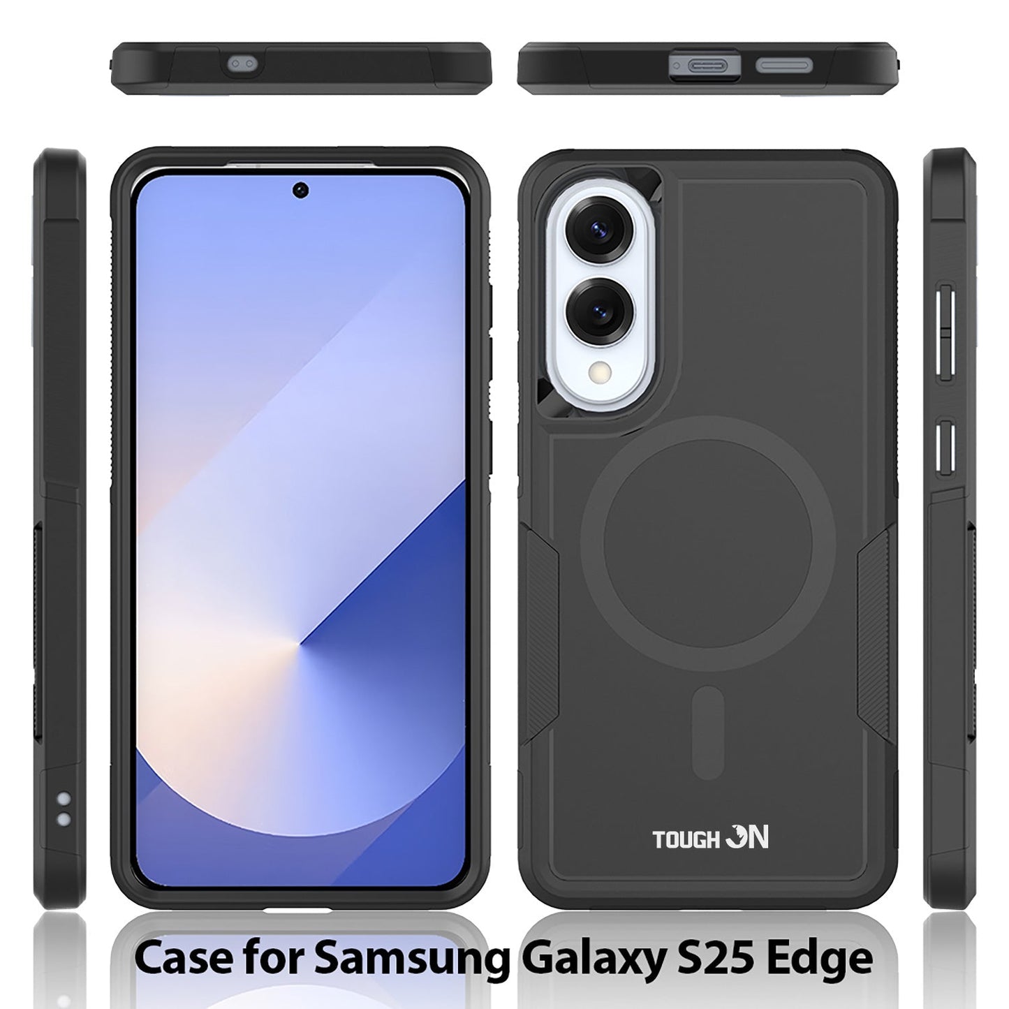 Tough On Samsung Galaxy S25 Edge Case Magnetic Armor Cover Black