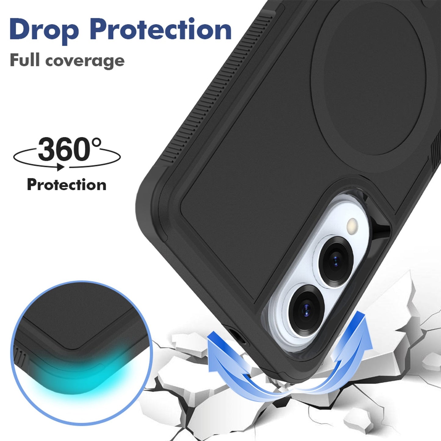 Tough On Samsung Galaxy S25 Edge Case Magnetic Armor Cover Black