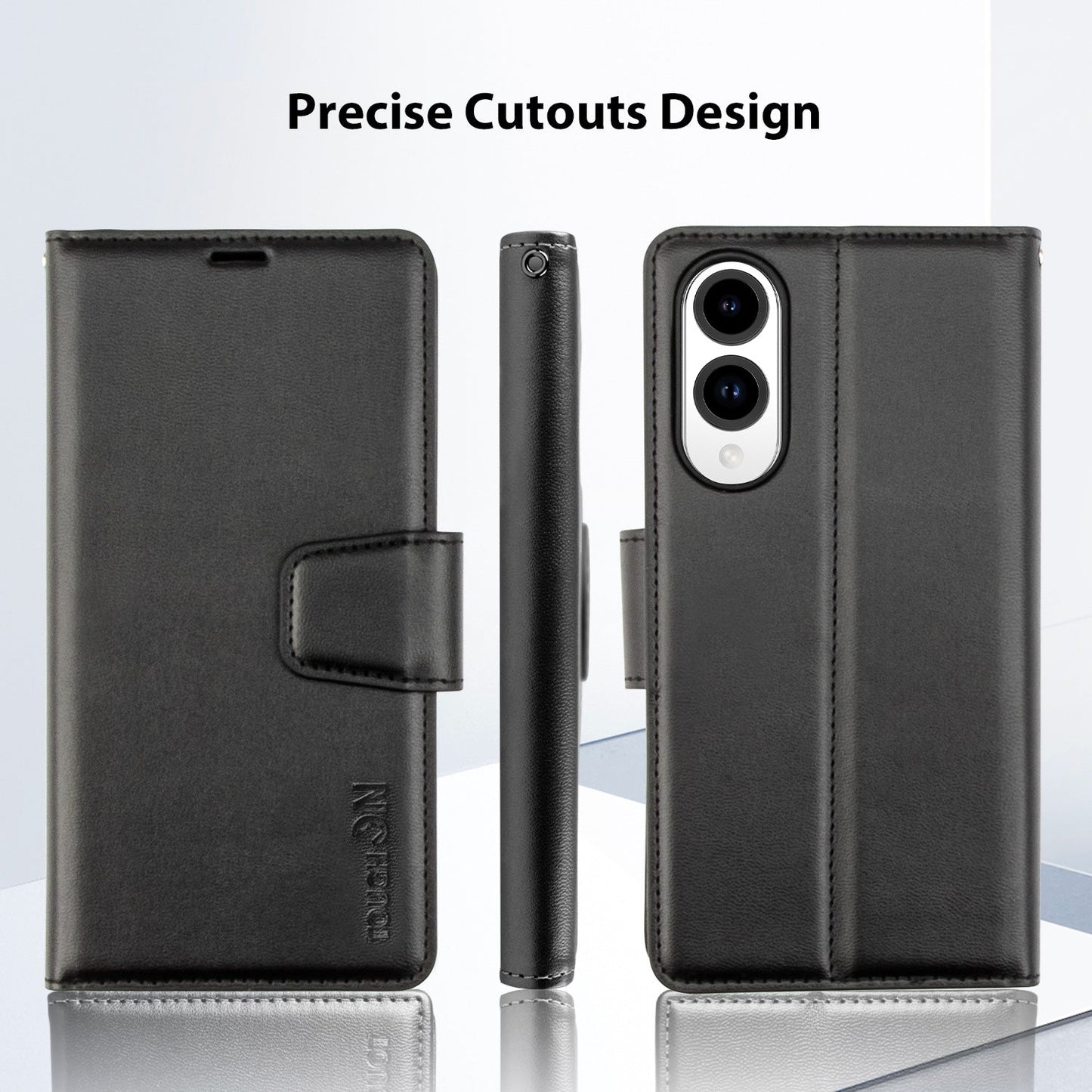 Tough On Samsung Galaxy S25 Edge Flip Wallet Leather Case Black
