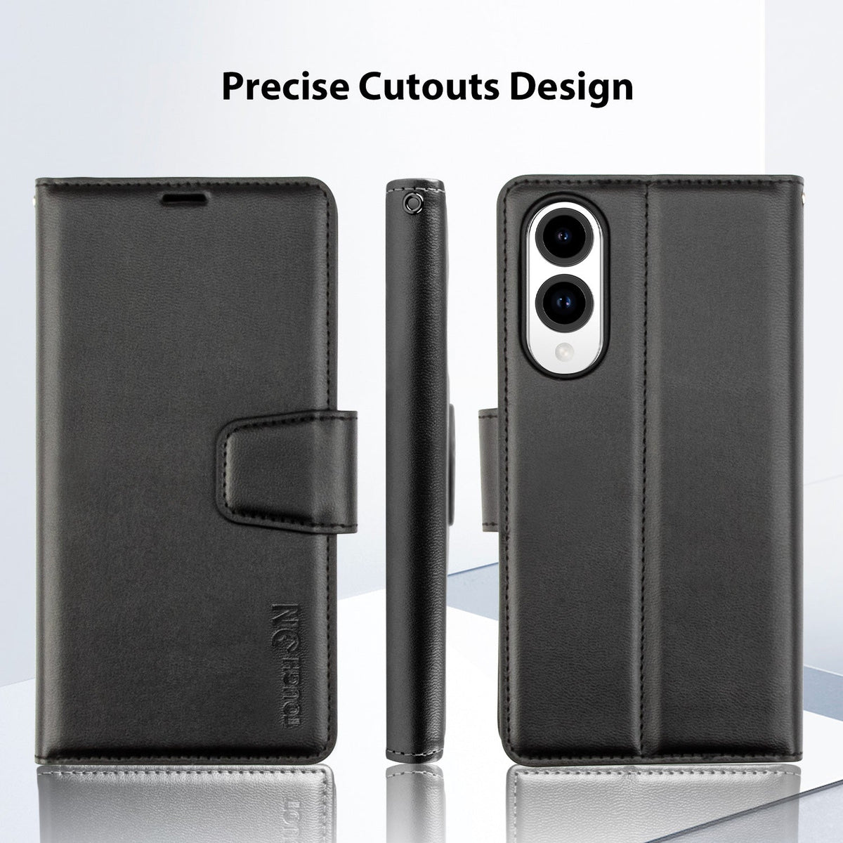 Tough On Samsung Galaxy S25 Edge Flip Wallet Leather Case Black