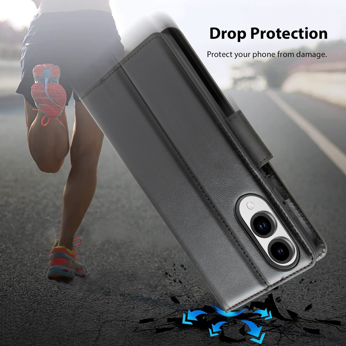 Tough On Samsung Galaxy S25 Edge Flip Wallet Leather Case Black