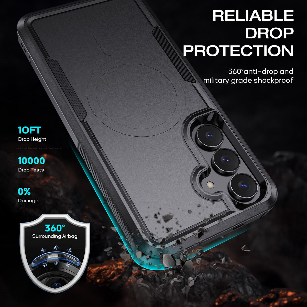 Tough On Samsung Galaxy S25 FE Case with MagSafe Heavy Armor Black