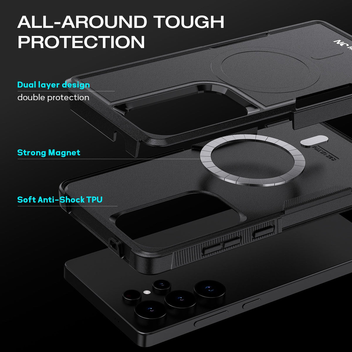 Tough On Samsung Galaxy S25 Ultra Case Magnetic Armor Cover Black