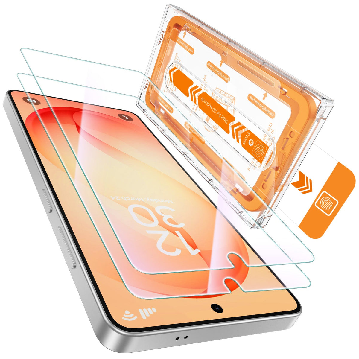 Tough On Samsung Galaxy Tempered Glass Screen Protector 2 Pack with Installation Kit