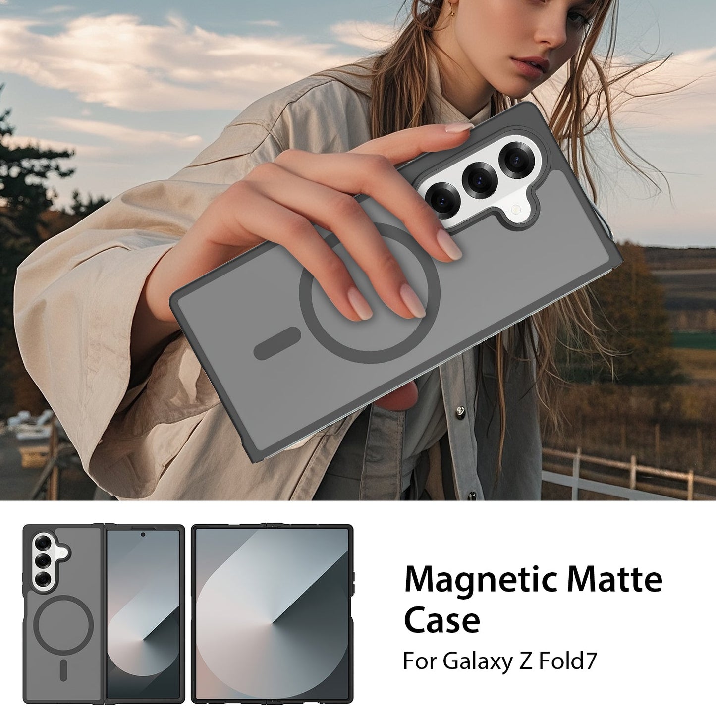 Tough On Samsung Galaxy Z Fold7 Case with MagSafe Matte Black