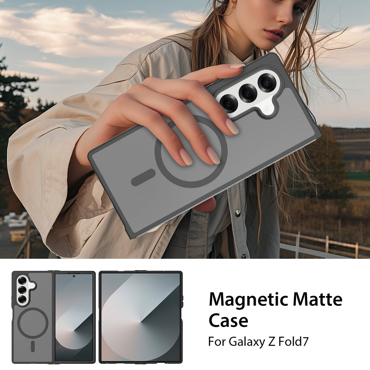 Tough On Samsung Galaxy Z Fold7 Case with MagSafe Matte Black