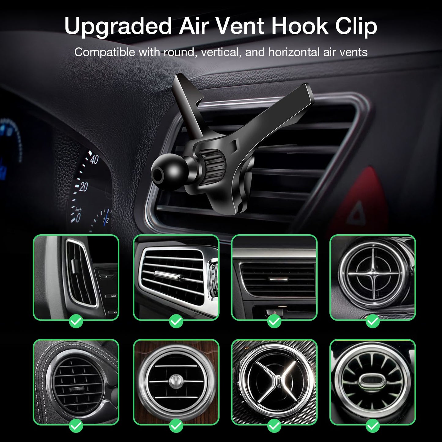 Tough On Universal Car Mount Air Vent Clip Black